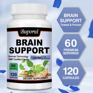 Brain Support 1300mg -Ginkgo Biloba, Panax Ginseng, Bacopa Monnieri, Ashwagandha - Picture 1 of 11