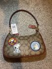 NWT COACH X PEANUTS TERI SHOULDER BAG IN SIGNATURE CANVAS WITH PATCHES CE848