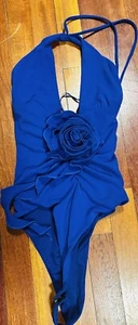 NWT Zara Bodysuit Tops Blue Halter 3D One Piece Y2k 90s Blogger XSmall. D7/6 - Picture 1 of 5