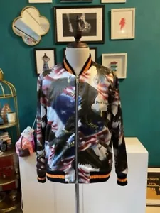 Palm Angels White Nylon Eagles Logo Zip Up Bomber Jacket SIZE 56 - Picture 1 of 7