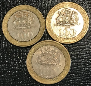 3 HIGH GRADE BIMETAL CHILE 100 PESOS COINS-2004, (2) 2006-APR007 - Picture 1 of 2