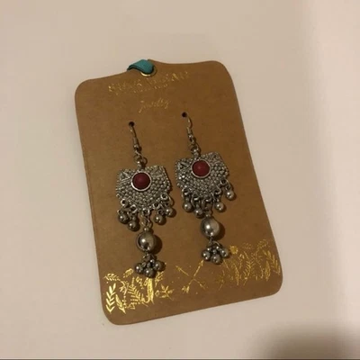 Shiraleah Chicago jewelry - Anthropologie - Mae Drop earrings in red silver NEW - Image 1 of 4