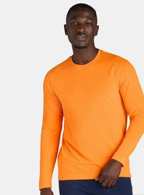 Athletic Works Men's Tri Blend Long Sleeve T-Shirt Orange Hi Vis DriWorks 3XL - Image 1 of 3