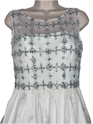 DB Studio David’s Bridal Wedding Crystal Illusion Sleeveless Rhinestone Dress 6 - Image 1 of 4