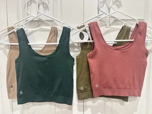 Lot of 4 Excellent Athleta Girl Ribbed Cropped Tanks – Size Medium (8–10) - Picture 1 of 12