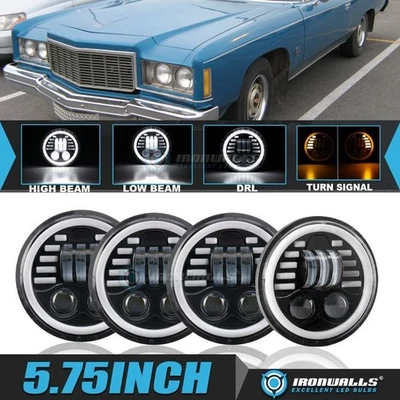 Faros LED de 5,75" para Chevrolet Bel Air 1958-75 4 piezas señal de giro dinámica alta/baja Foto 1 de 4