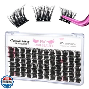 PRO LASHBEAUTY Cluster Lashes, 72 Pcs Individual Lashes, DIY Eyelash Extensio - Picture 1 of 5