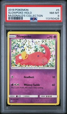 PSA 8 Slowpoke 5/12 Confetti Holo 2018 McDonald's Collection Promo Pokemon POP 3 - Image 1 of 2