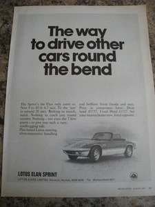 LOTUS ELAN SPRINT LOTUS CARS NORFOLK DROP HEAD FIXED 1971 ADVERT A4 FILE 48 - Picture 1 of 1