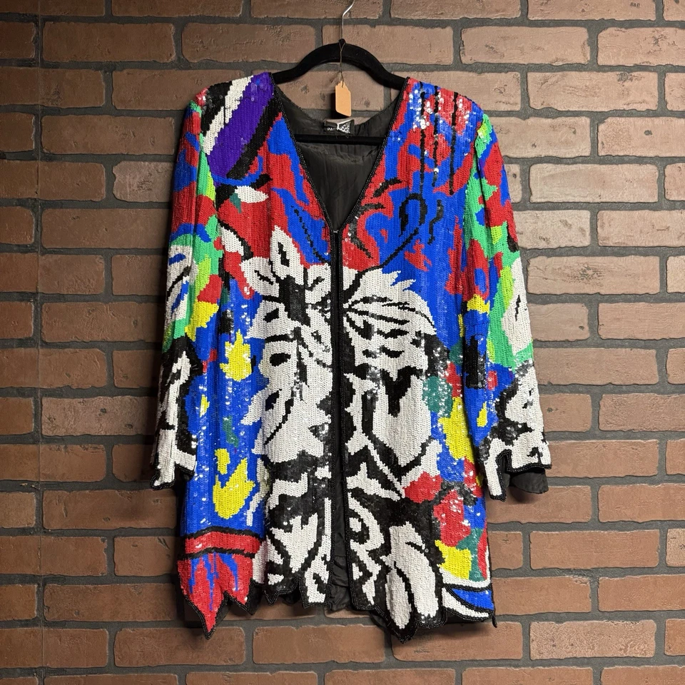 Chaqueta de lentejuelas vintage colorida brillante Foto 1 de 4