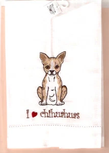 Chihuahua Embroidered Tea Towel I love chihuahuas 55% Linen 45% Cotton LAST ONE! - Picture 1 of 1