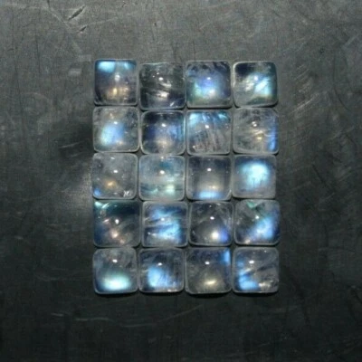 Natural Rainbow Moonstone 4x4mm Flat Back Square Cabochon Loose Gemstone(s) - Image 1 of 2