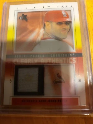 Parche usado en juego Albert Pujols 2004 Fleer E-X claramente auténtico/75 Cardinals Foto 1 de 4