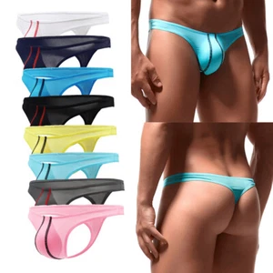 Herren Tanga G-String durchsichtig exotisch T-Back Unterwäsche Gay Bulge Beutel Höschen - Bild 1 von 36