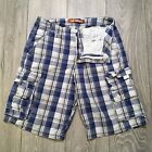 Lee Dungarees white blue cargo check shorts - W29