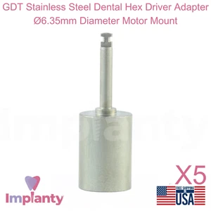 Adaptador de atornillador hexagonal dental de acero inoxidable 5x GDT Ø6,35 mm de diámetro montaje de motor - Imagen 1 de 3