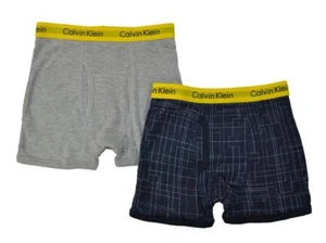 Calvin Klein Boys Gray & Navy 2 Pack Boxer Briefs Size 4/5 6/7 8/10 12/14 16/18 - Picture 1 of 1