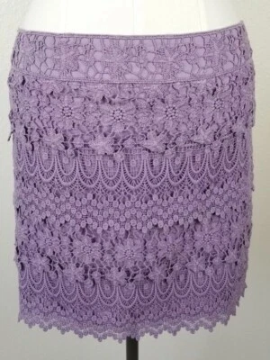American Eagle Outfitters 6 Falda Mini Crochet Encaje Niveles Lila Púrpura Boho AE Foto 1 de 4
