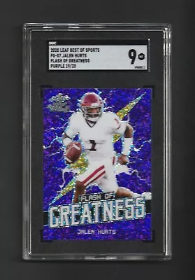 2020 Leaf "Flash of Greatness" JALEN HURTS RC ~ RARE  #/25 ~ Eagles ~ SGC 9 Mint - Image 1 of 3
