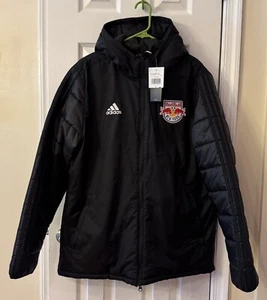 MLS Adidas New York Red Bulls Black Winter Stadium Jacket - Large - Picture 1 of 8