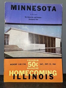 1961 (10/21) College Football Program, Minnesota Gophers @ Illinois Illini ~ Fr - Picture 1 of 5