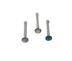 19g Opal Gemstone Nose Bone Surgical Steel Nose Pin Ring - Picture 1 of 2
