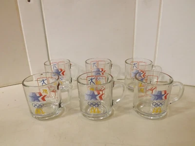 Vintage 1984 McDonalds LA Olympics Glass Coffee Mug Cups Set of 6 - Image 1 of 4