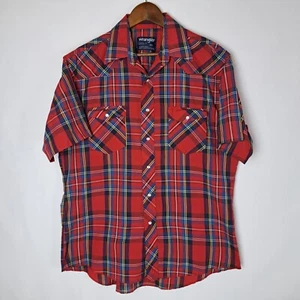 Vintage Wrangler Western Shirt Mens 16.5 Cowboy Cut X-Long Tails Pearl Snap S/S - Picture 1 of 15