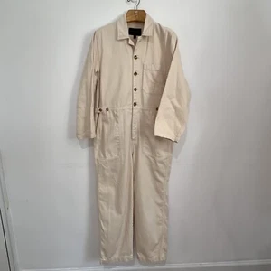 VTG Banana Republic Jumpsuit Coverall Pants Flight Suit Safari Size 12 Tan Twill - Picture 1 of 8