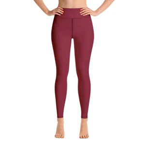 Burgundy super soft and stretchy yoga leggings - Picture 1 of 21