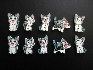 2 Hole Flat Wooden Buttons- "Kittens "- Pkt 10 - Picture 1 of 1