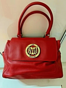 Moschino Bag Genuine Soft Leather Red w/ Gold Hardware Shoulder /Grab Handle New - Picture 1 of 12