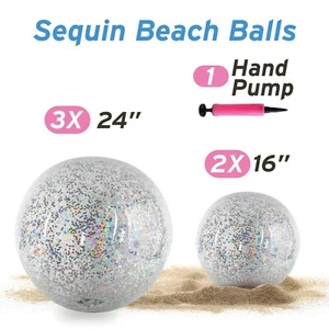 Juguetes de pelota de natación transparentes lentejuelas inflables redondas dentro de bola de playa de PVC - Imagen 1 de 11