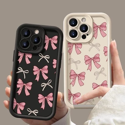 For iPhone 16 15 14 13 12 Pro Max 11 XR 8 Bow Silicone ShockProof TPU Case Cover - Image 1 of 4