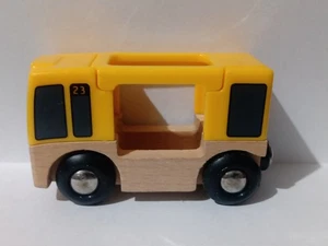 BRIO WOODEN RAILWAY YELLOW BUS #23 (THOMAS COMPATIBLE) - Picture 1 of 7