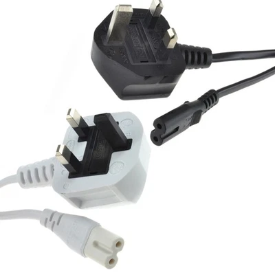 KENABLE Figura 8 Cable de alimentación Reino Unido enchufe a cable C7 para TV LED Samsung/LG negro/blanco portátil