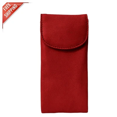 小巧型多功能皮革眼镜盒 - 适合红色旅行 — 第 1/4 张图片