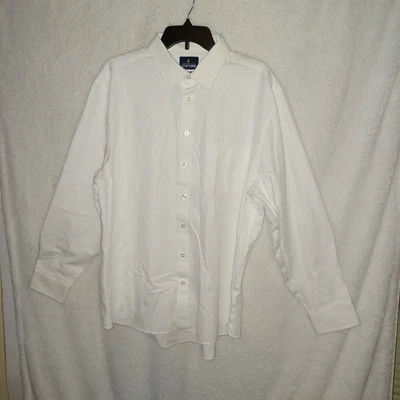 Stafford Regular Fit Dress Shirt XL 17-17.5 Herringbone White Stretch (EG) - Image 1 of 4