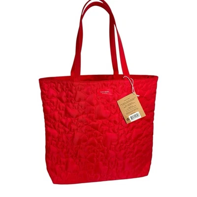 Bolso de Mano Kate Spade Rojo Acolchado Corazón Nylon Bolso de Hombro Nuevo con Etiquetas Foto 1 de 4