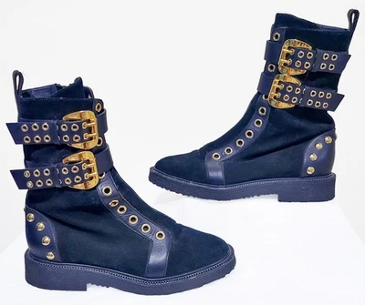 Botas Giuseppe Zanotti negras doradas con hebilla tachonadas Foto 1 de 4