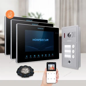 HOMSECUR WLAN Video Türsprechanlage Türklingel Fingeprint RFID Zugang 3 Familien - Bild 1 von 9
