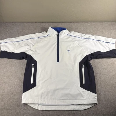 FootJoy DryJoys Pullover Jacket Mens Small White Rain Half Zip Short Sleeve Golf - Image 1 of 4