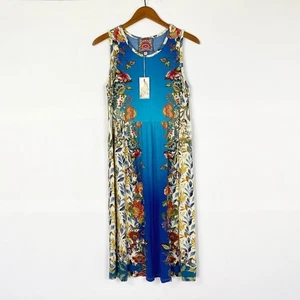 NEW Johnny Was Sky Blu Easy Fit Tank Dress Floral Midi Sleeveless Size Medium - Picture 1 of 5