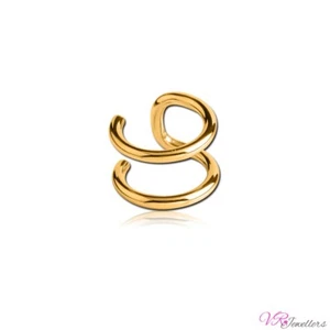 Gold Plated Ear Cuff on Surgical Steel Double Band No Piercing Clip on Ear Cuff - Picture 1 of 1