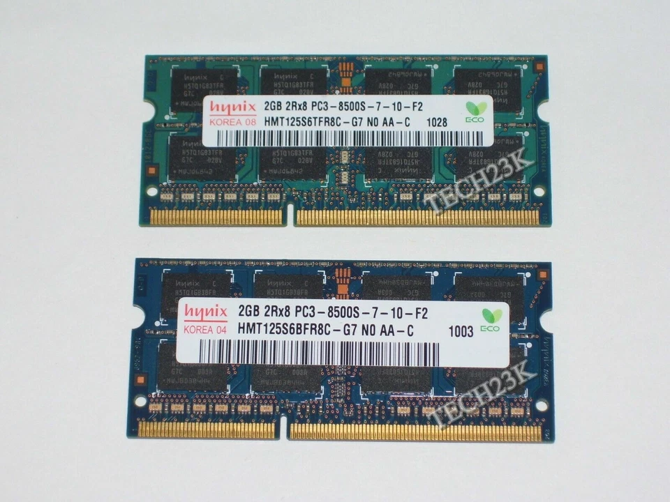 Hynix 2GB Laptop Memory HMT125S6TFR8C-G7 So-Dimm PC3-8500 PC3-1066MHz 2GB ea - Image 1 of 1