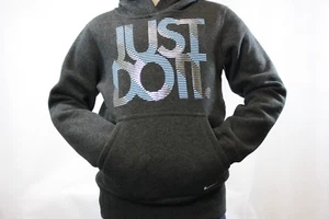 NEW Girls Youth NIKE 506240 032 Black Blue Silver JUST DO IT Hoodie Sweatshirt - Picture 1 of 1