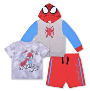 Marvel ☆ Spiderman Boys' Hoodie, T-Shirt, and Shorts Set ☆ Little Boys' 4-7 - Picture 1 of 4