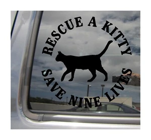 Calcomanía de vinilo para ventana Rescue a Kitty Save Nine Lives - Cat Lover coche 50001 - Imagen 1 de 1