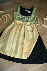 KL4560@ Balkonett Dirndl + Schürze @ gelb-grün @ Abenddirndl @ Miederdirndl @ 40 - Bild 1 von 2