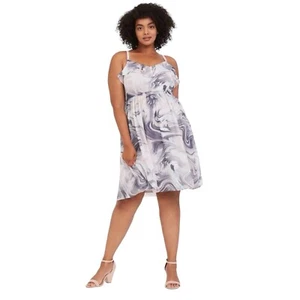 Torrid Mini Chiffon Rüschen Skater Kleid Marmor Weiß 1X - Bild 1 von 9